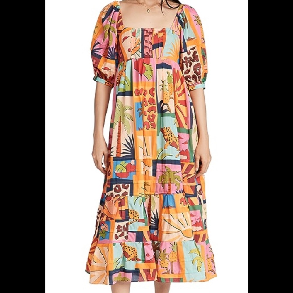 Farm rio Tropical Collage Midi Dress in size L